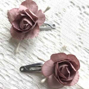 Barrette fleur rose poudre