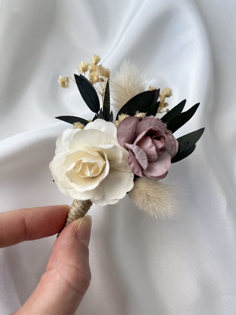 Boutonnière Homme Femme Enfant Broche Violet Fleur Robe Mariée/Mariage/ cérémonie