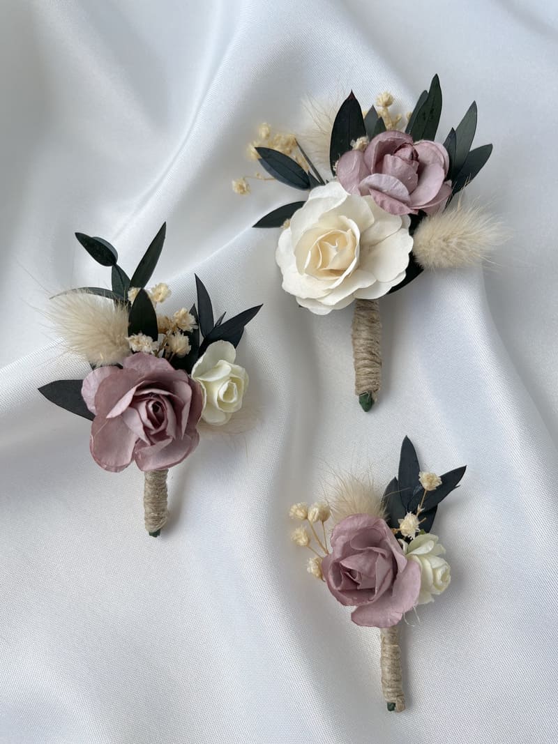 Boutonnière CHIC broche costume de marié fleurs séchées et