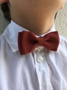 Noeud Papillon Enfant Rayé Bordeaux et Blanc