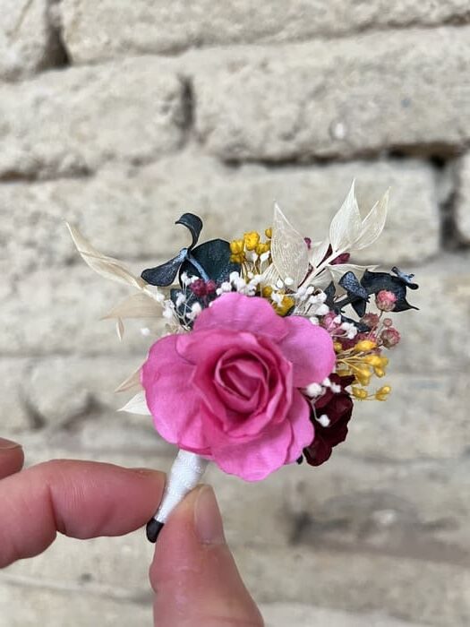 boutonniere fleurie coloree mariage