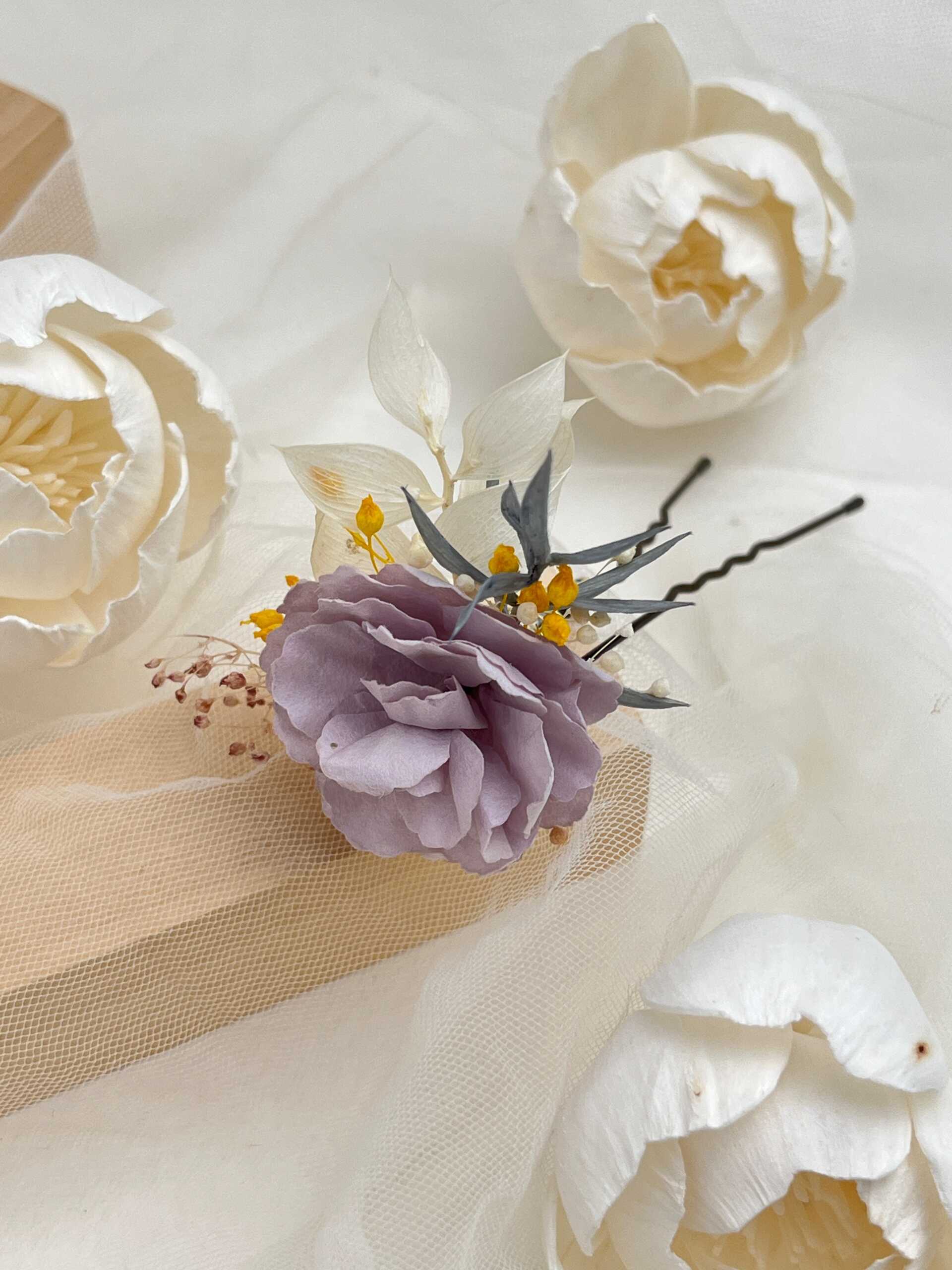 pique a chignon fleurs séchées pastel lilas pique a chignon fleurs séchées pastel lilas