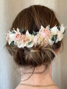 peigne cheveux mariage fleurs sechees tons doux