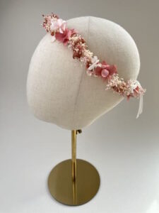 couronne de fleur stabilisees rose pour enfant