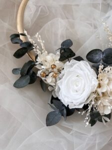 bouquet cerceau vert et blanc detail