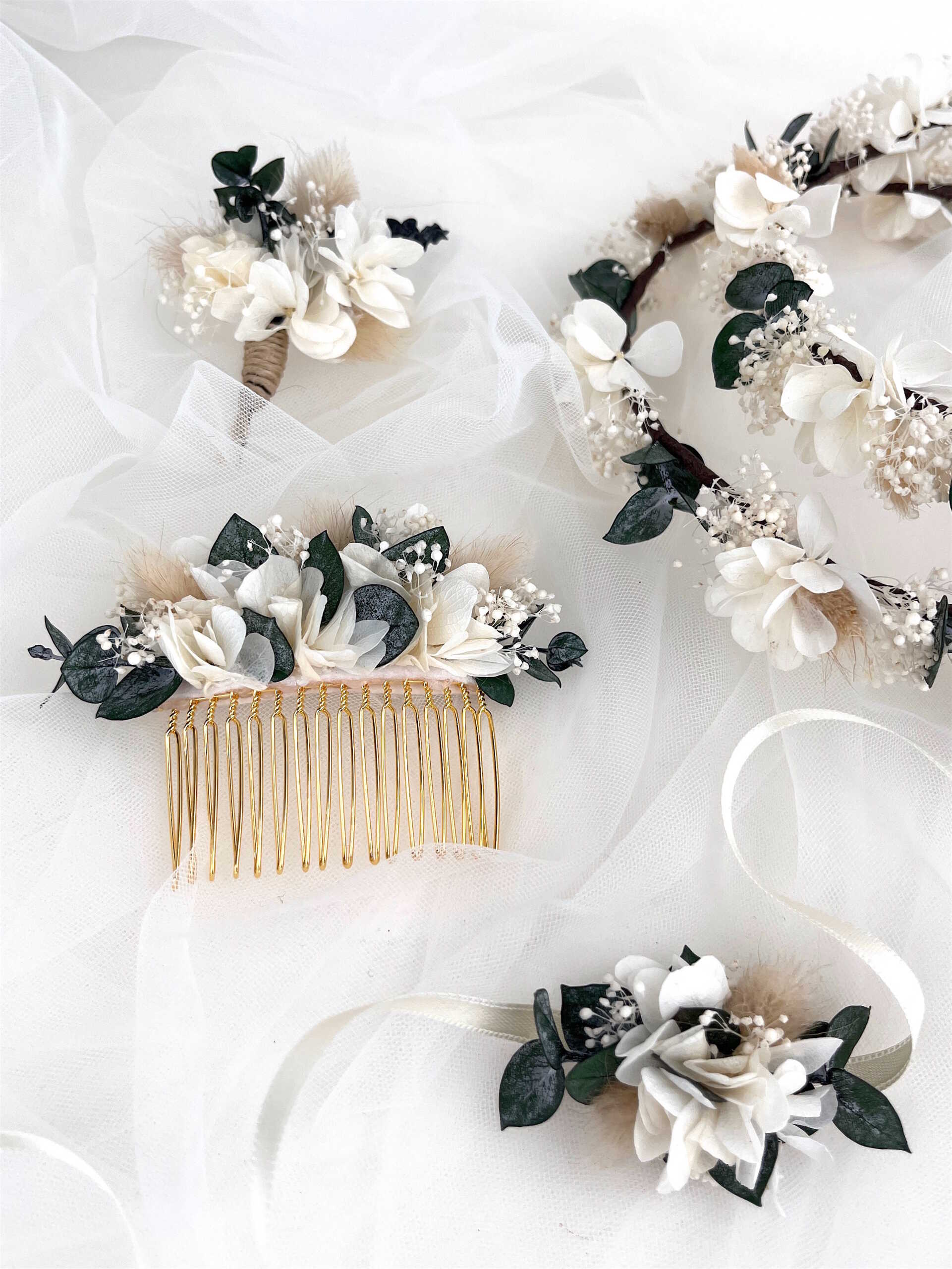 accessoires assortis eucalyptus blanc et vert